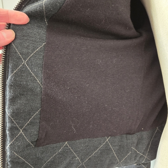 FREE PEOPLE Grey Quilted Studded Moto Sweater Jacket With Neck Buckles. Small - Picture 11 of 16